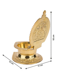 Brass Ashta lakshmi single petal Lamp / Diya - 7 inches height - The Heritage Artifacts