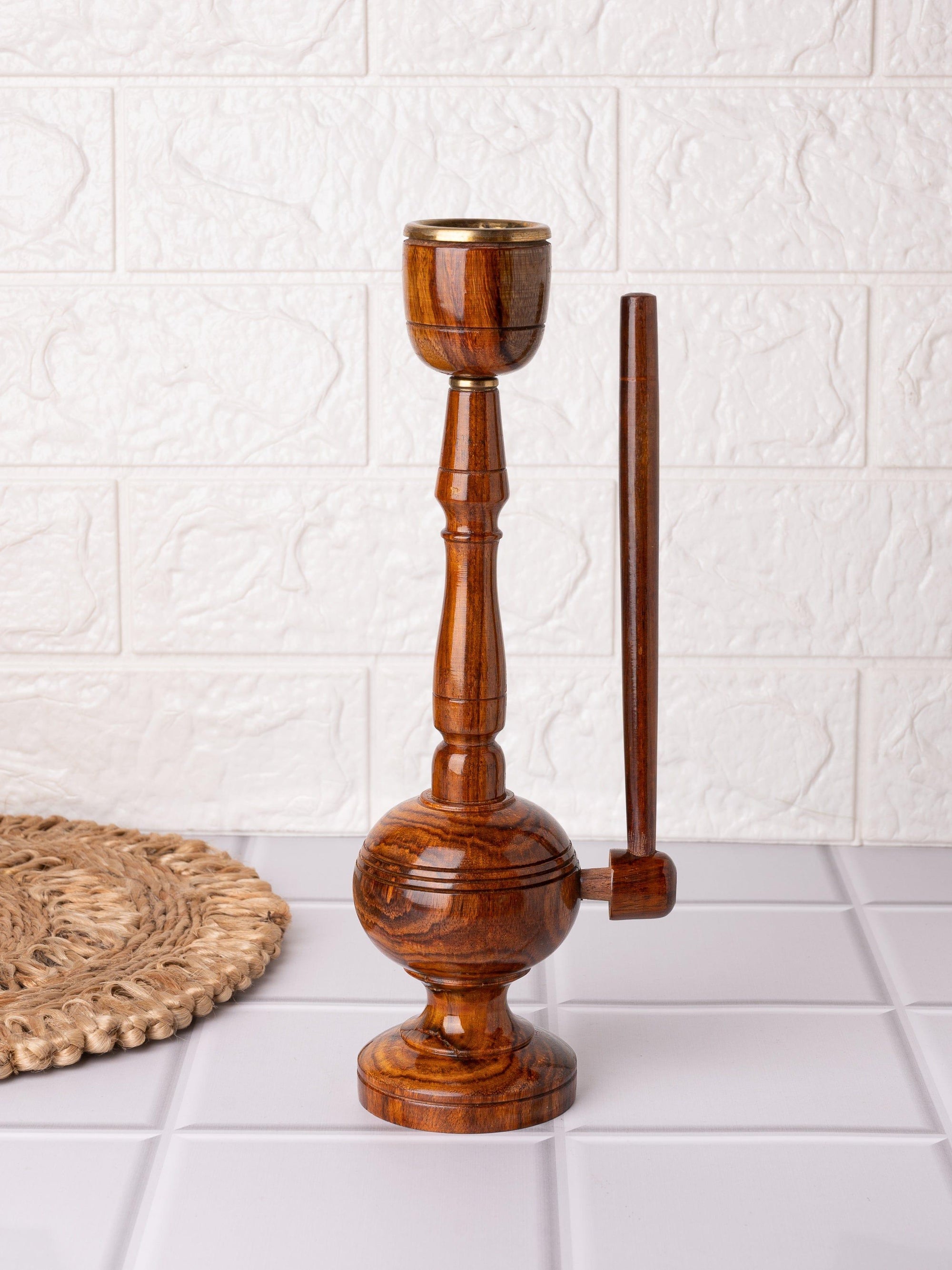 Modern Design Wooden Hookah Decorative Showpiece - 11 inches height - The Heritage Artifacts