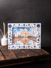 White marble photo / picture frame with inlay work - Landscape view - The Heritage Artifacts