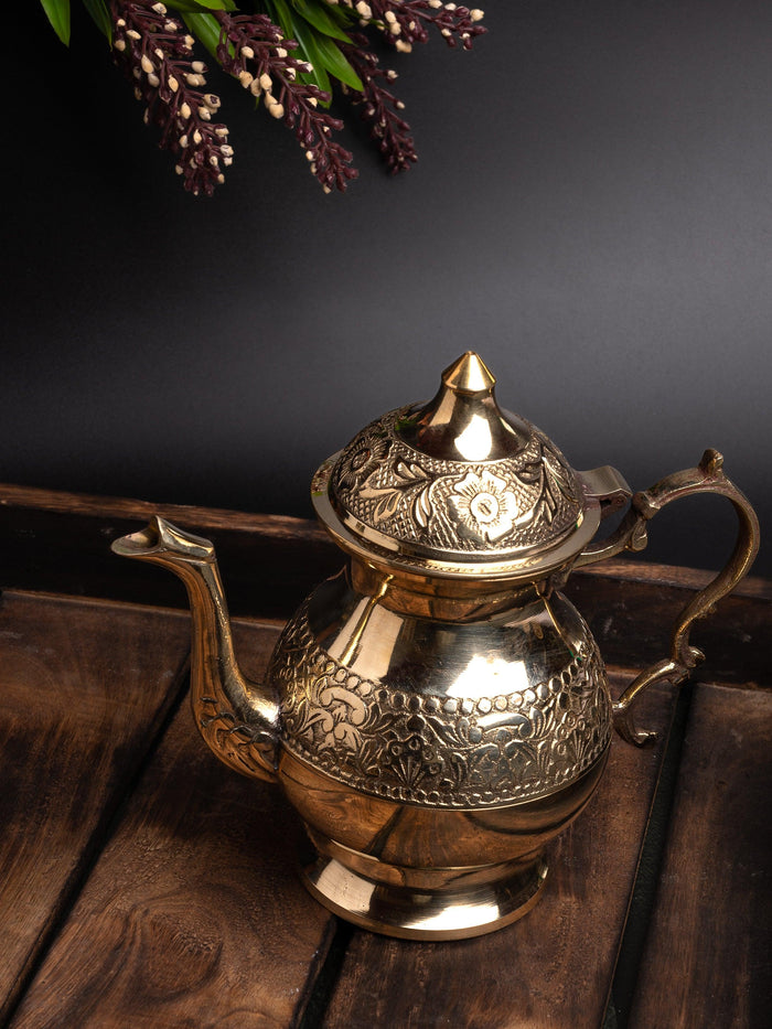 Brass Crafted King Kettle with Lid - 7 inches height - The Heritage Artifacts