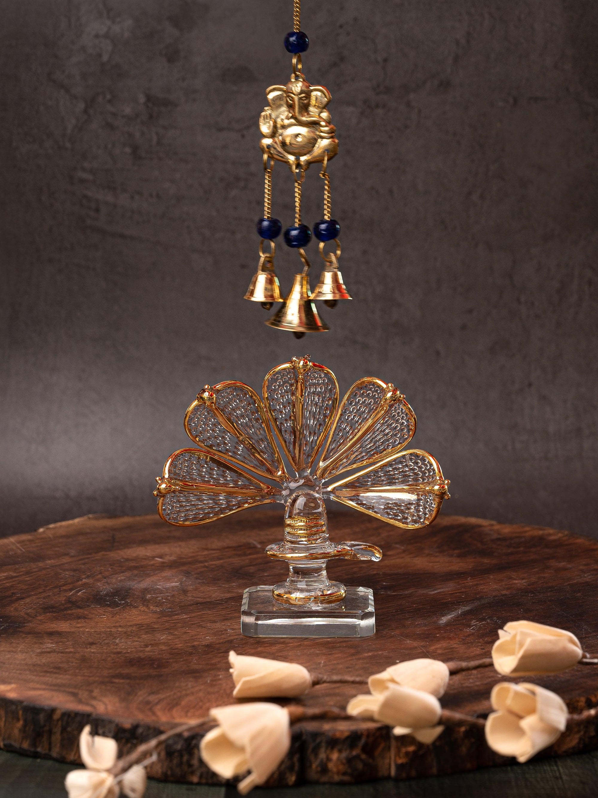 Lord Ganesha design Wind Chime with 3 Bells - 24 cms long with chain - The Heritage Artifacts