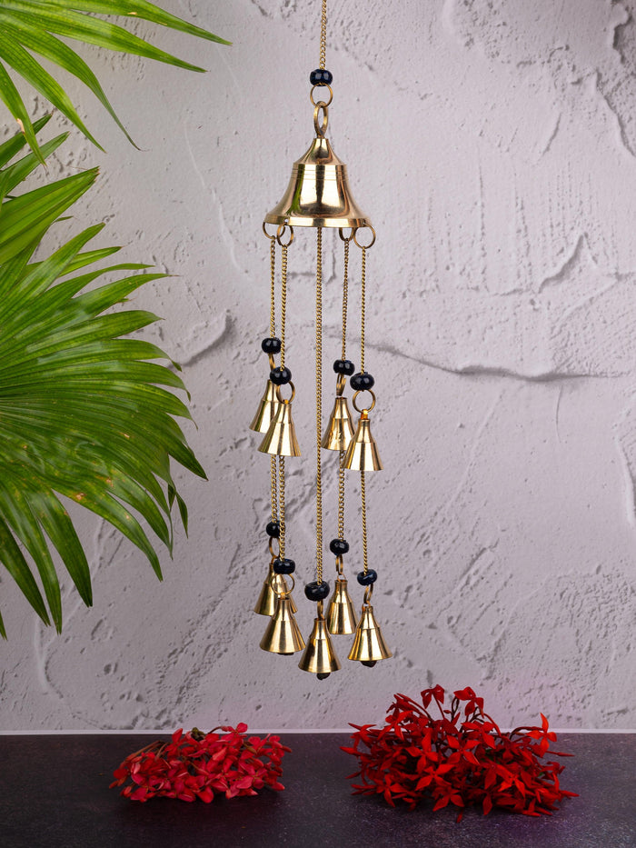 Hanging Bells Wind Chime made of Brass - 44 cms long with chain - The Heritage Artifacts