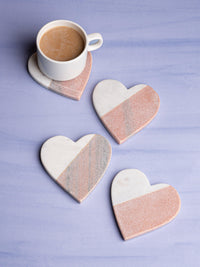 Dual color, heart shaped 4 pieces marble coaster set - The Heritage Artifacts