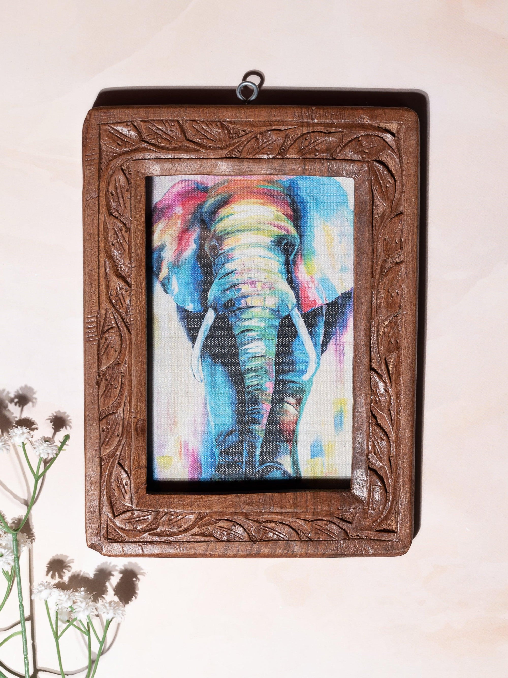 Wall hanging Photo Frame carved out of Walnut wood - 6x8 inches - The Heritage Artifacts