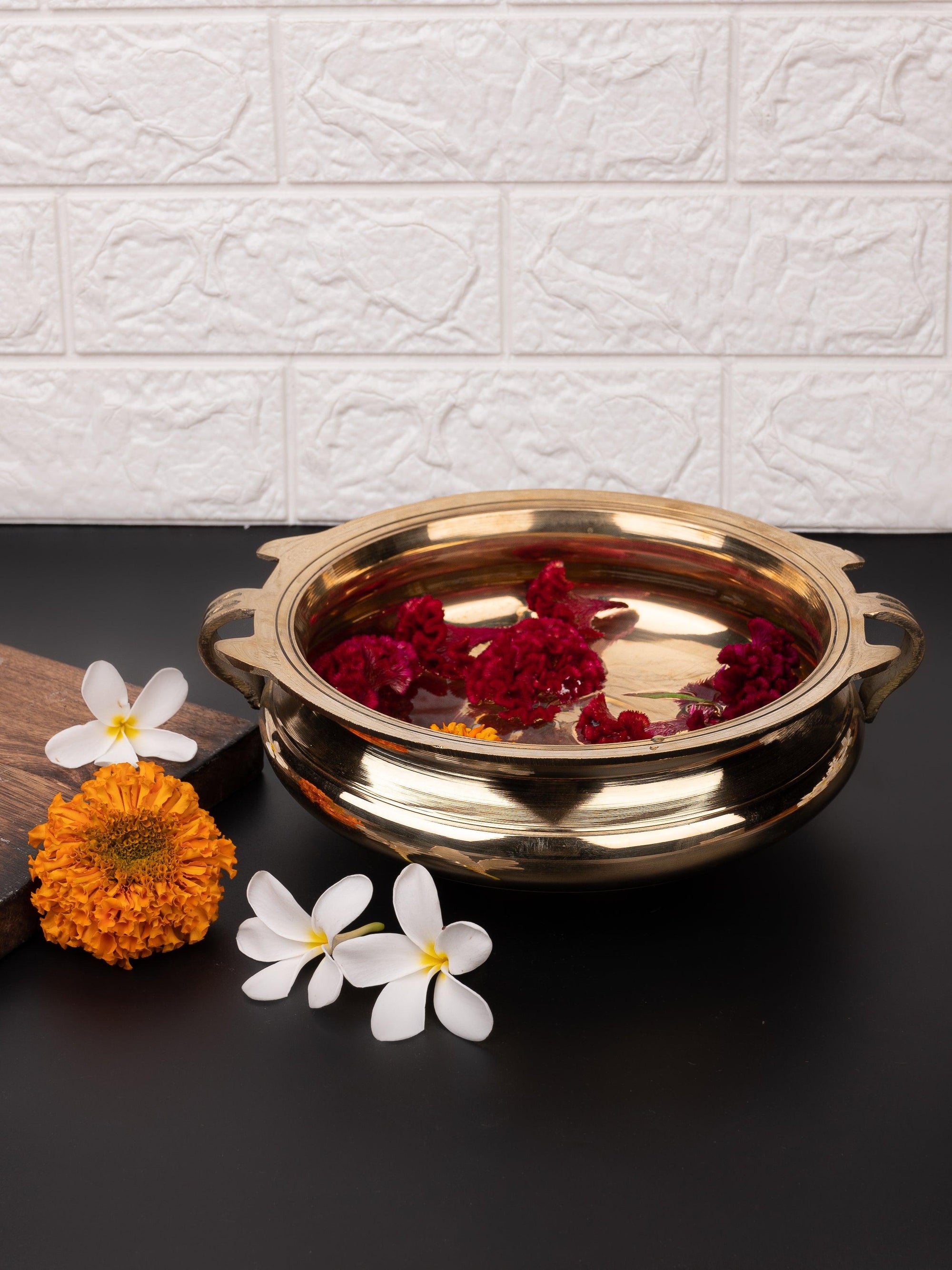 Traditional Brass Urli / Bowl for Home Decoration - 9 inches diameter - The Heritage Artifacts