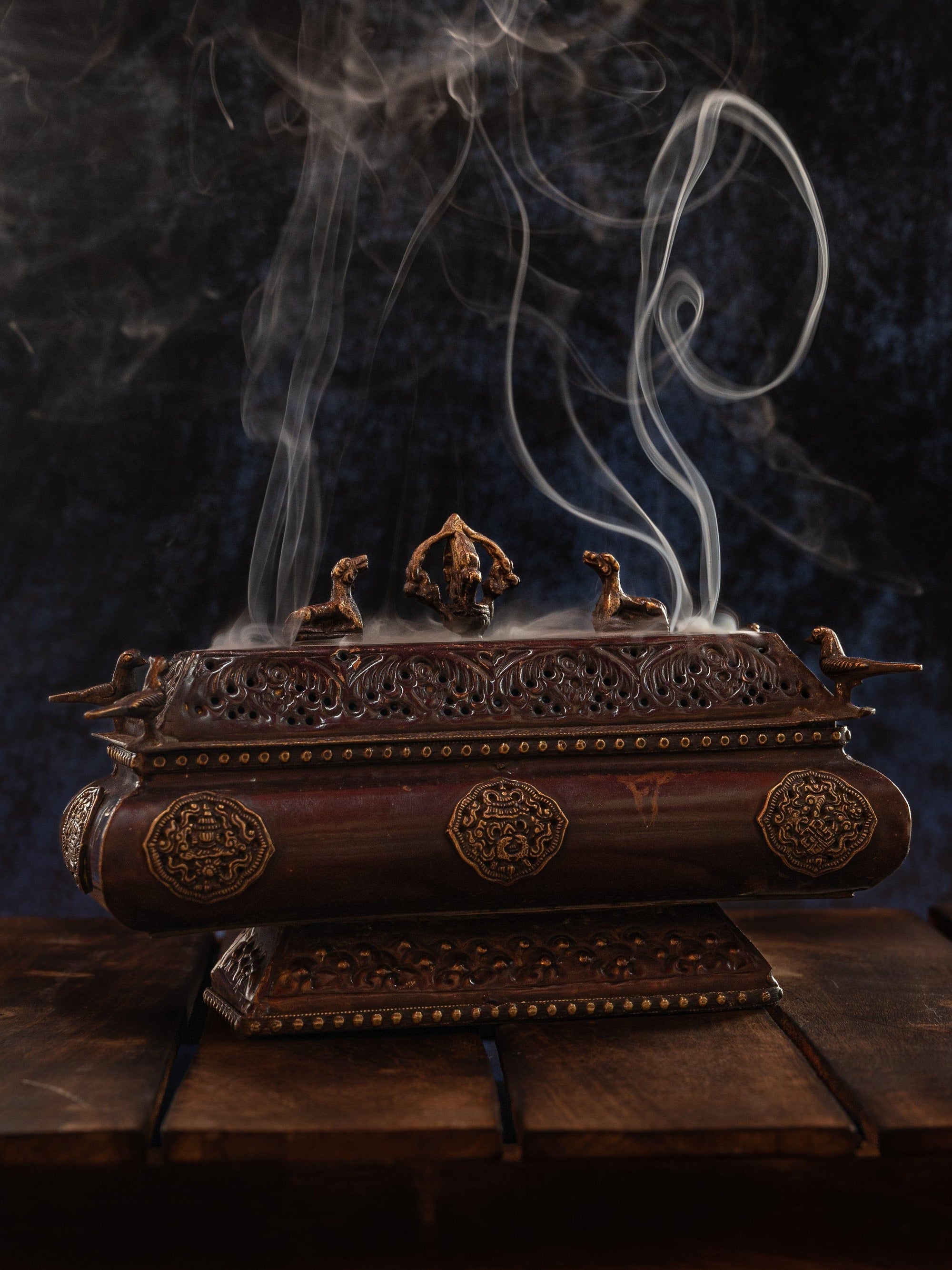Tibetian Incense Holder beautifully handcrafted in Brass metal - The Heritage Artifacts