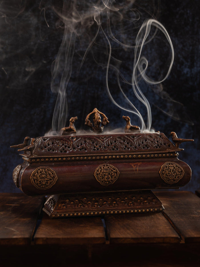Tibetian Incense Holder beautifully handcrafted in Brass metal - The Heritage Artifacts