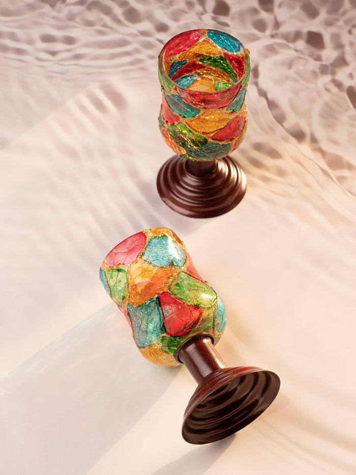 Designer Multicolor Wine / Brandy Glass for Living Room / Bar - The Heritage Artifacts