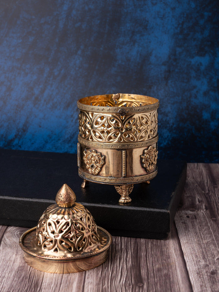 Tibetian Design Multipurpose Storage Box made of Brass metal - The Heritage Artifacts