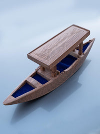 Walnut wood carved Kashmir Boat or Shikara Decor piece- 18 inches long - The Heritage Artifacts