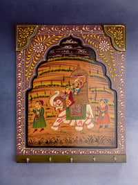 Hand Painted Wooden Frame with 5 Hooks to hold keys / Key Holder - The Heritage Artifacts