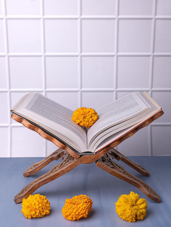 Walnut wood crafted Foldable Book Stand for Regular Use - The Heritage Artifacts