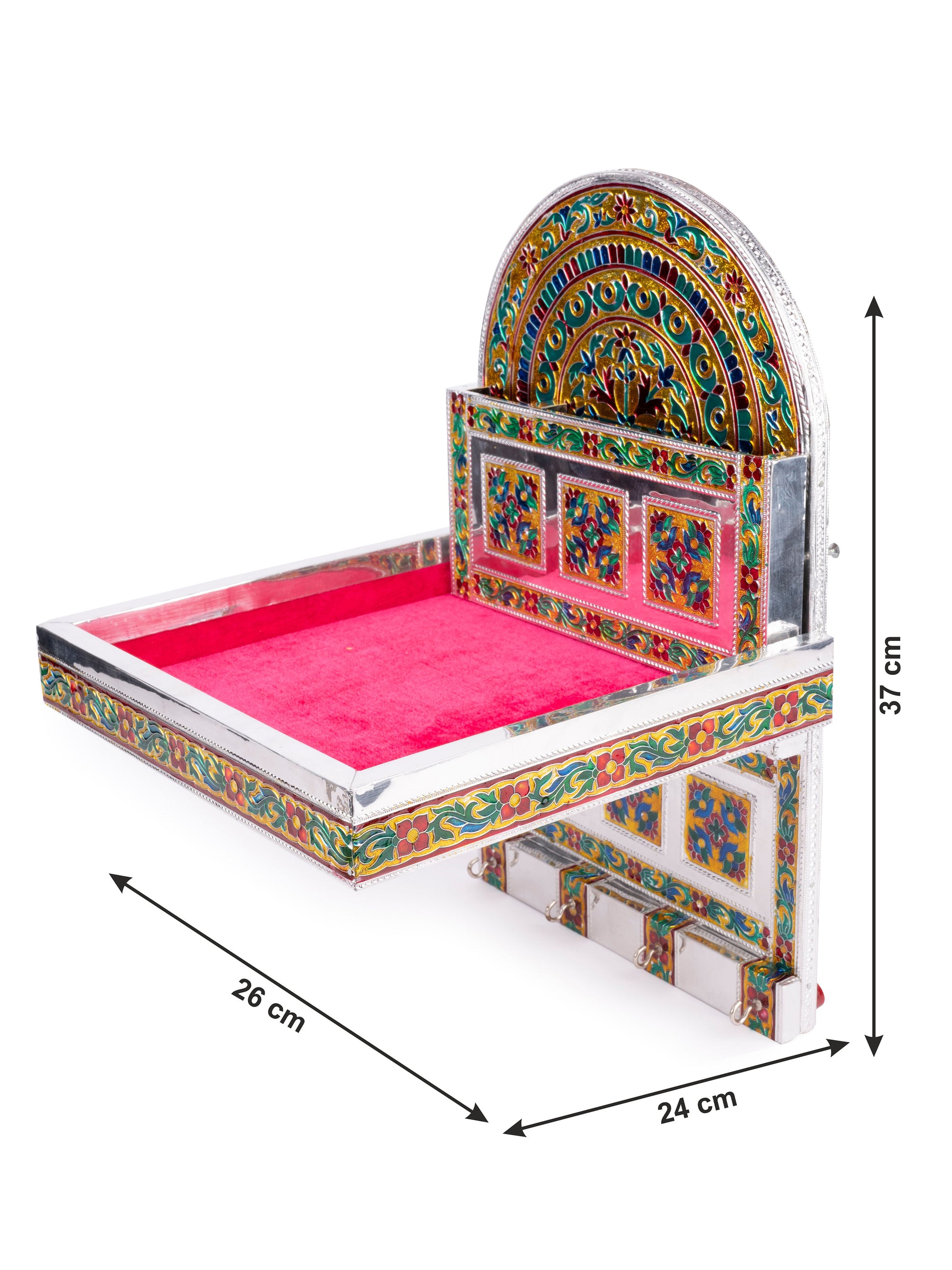 Meenakari Design Wall Mounted Multipurpose Stand in Silver Color - The Heritage Artifacts