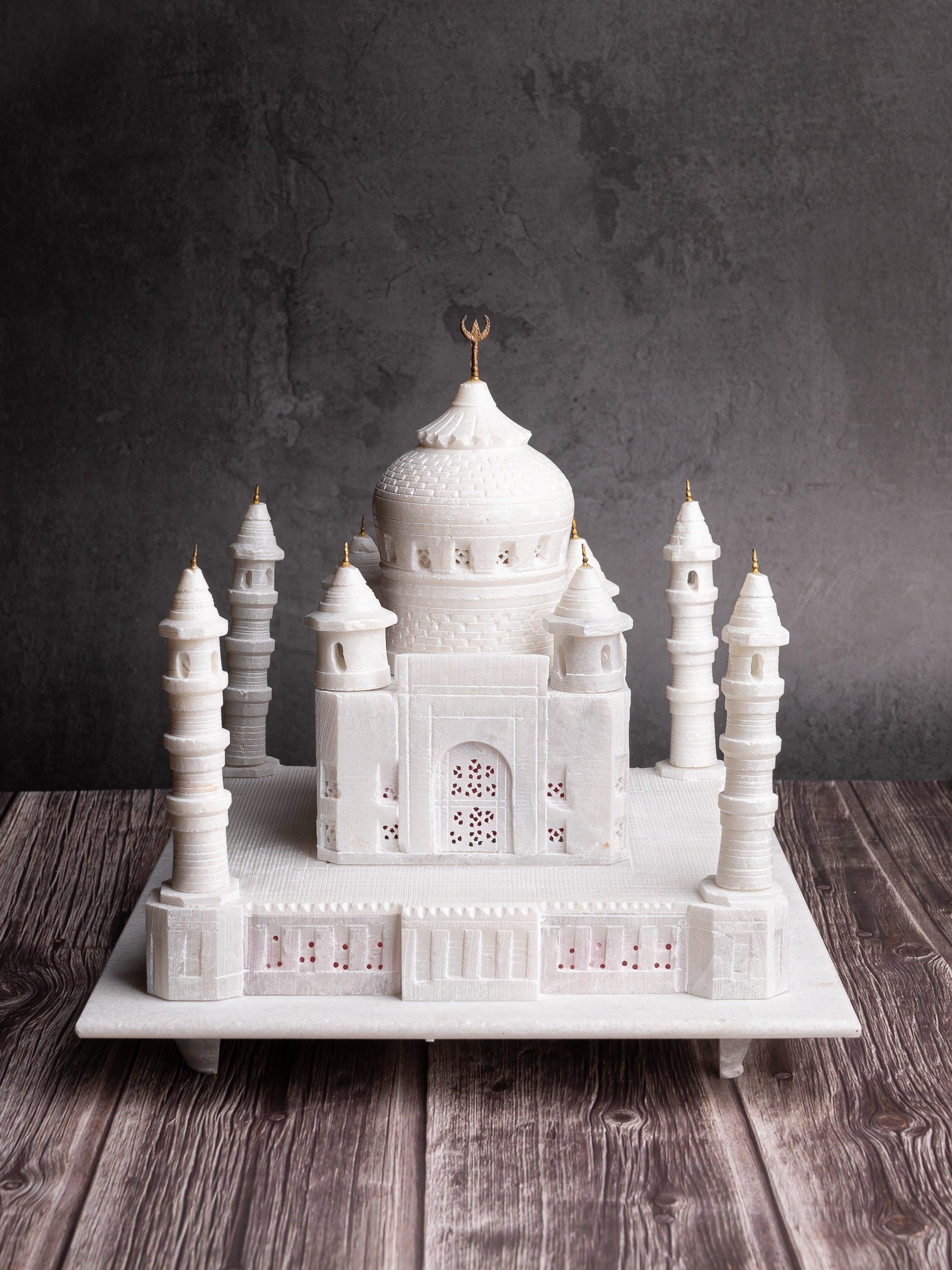 9 inches White Marble replica of Taj Mahal - The Heritage Artifacts