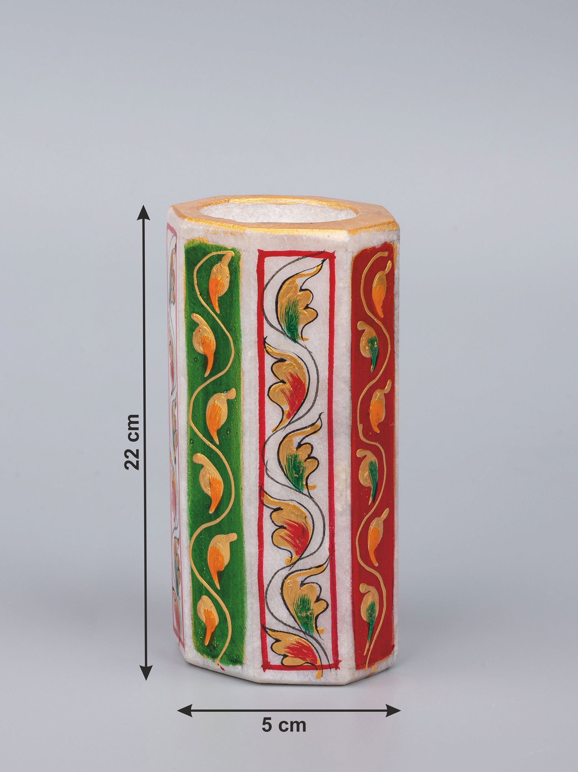 Marble pen stand with colorful Meenakari work - The Heritage Artifacts