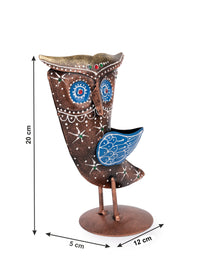 Metal Crafted Red Owl Figurine for Home Decor - 8 inches height - The Heritage Artifacts