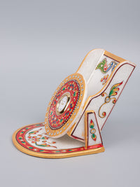 Marble mobile holder with clock - Red and Gold motifs - The Heritage Artifacts