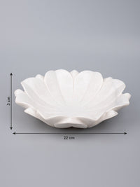 White marble Lotus plate with stand that can used as an individual flower also - The Heritage Artifacts