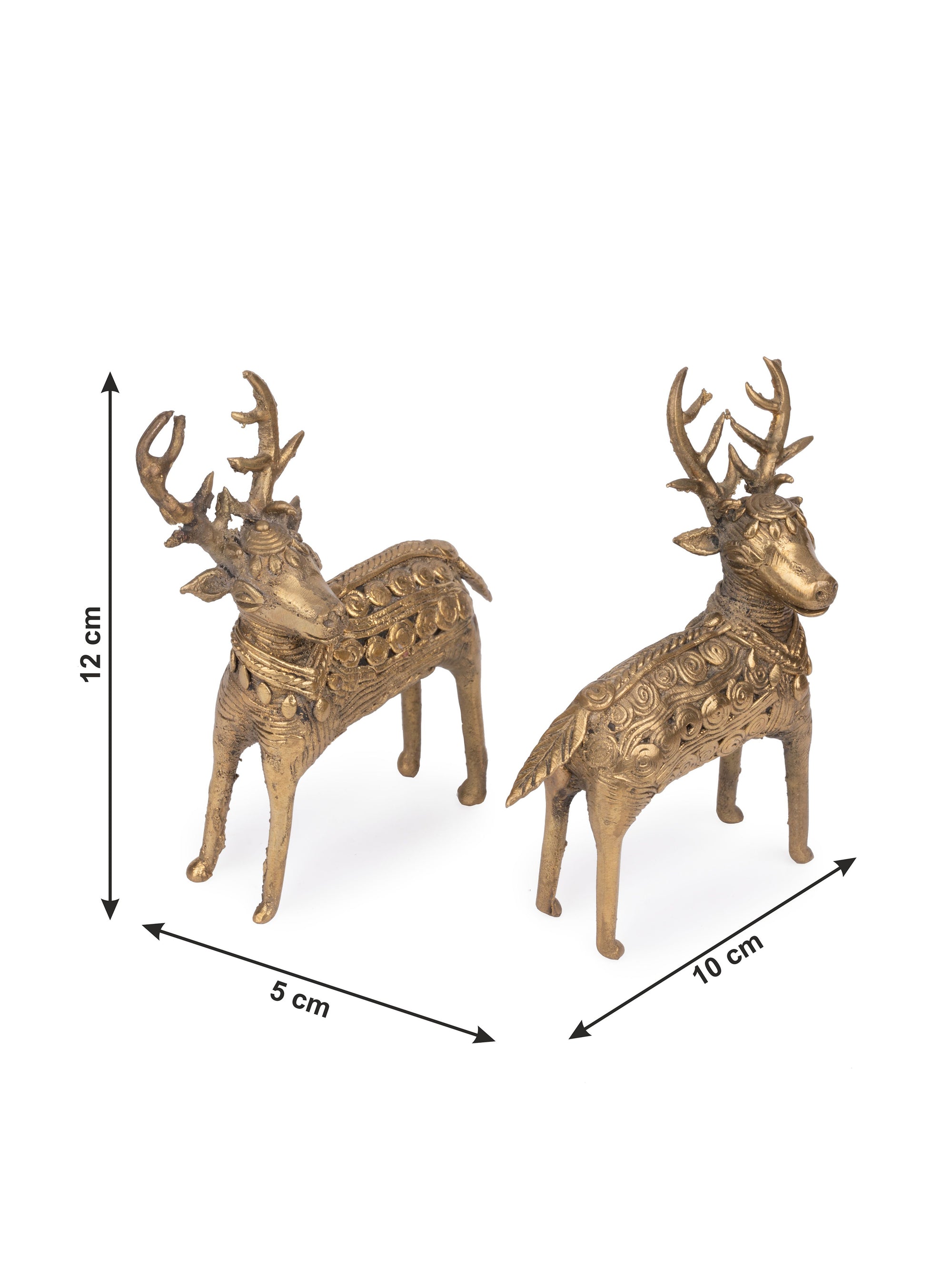 Dokra Art, Pair of Standing Deer Decorative Showpiece - The Heritage Artifacts