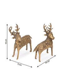 Dokra Art, Pair of Standing Deer Decorative Showpiece - The Heritage Artifacts
