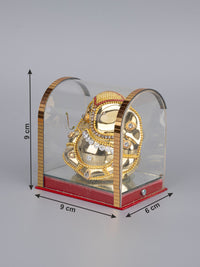 Small Sitting Ganesh Statue in Golden color inside an Acrylic Box - The Heritage Artifacts