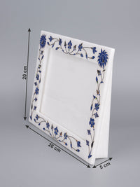 White marble photo / picture frame with inlay work - Landscape view - The Heritage Artifacts