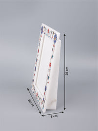 White marble photo / picture frame with inlay work - portrait view - The Heritage Artifacts