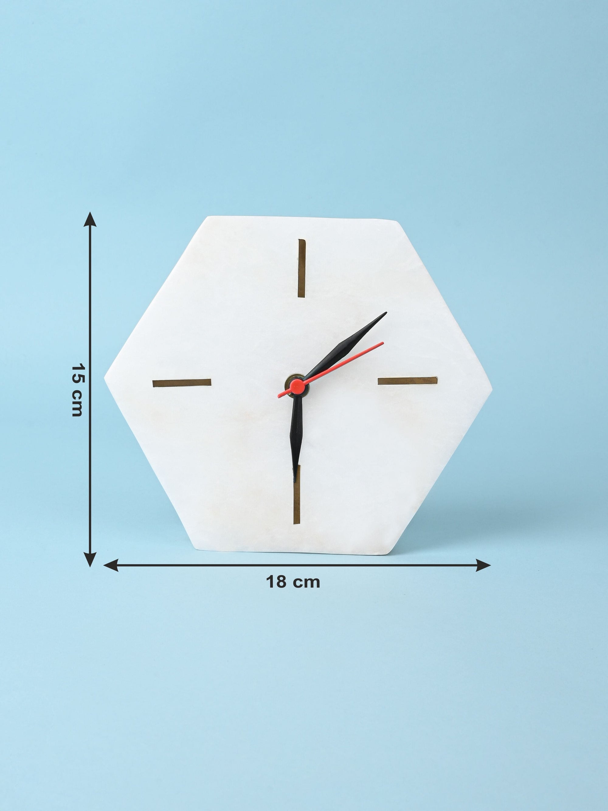 White Marble Hexagonal Table Clock