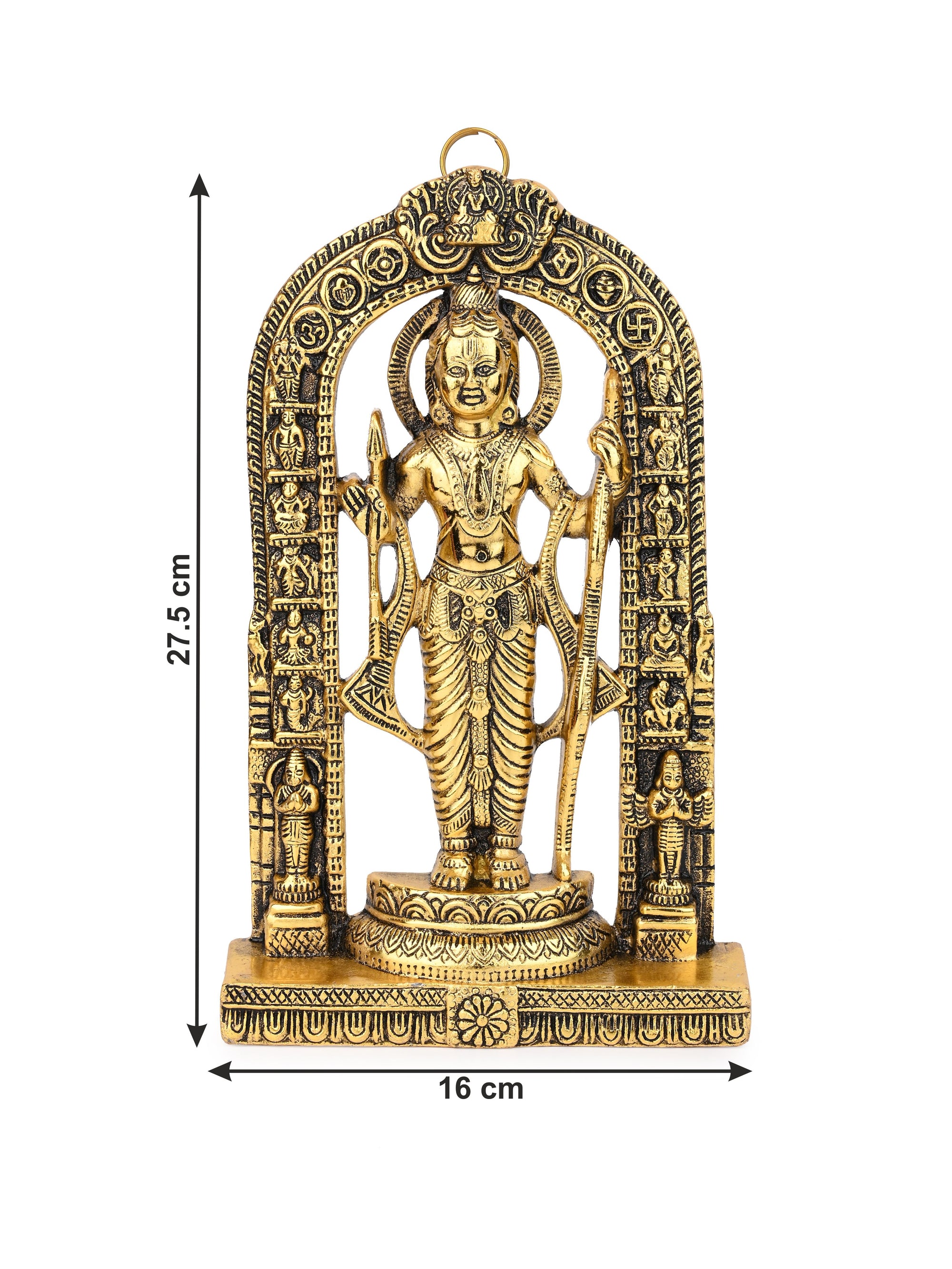 Metal Crafted Ayodhya Ram Lalla statue for table and wall decor  - Gold - 11 inches