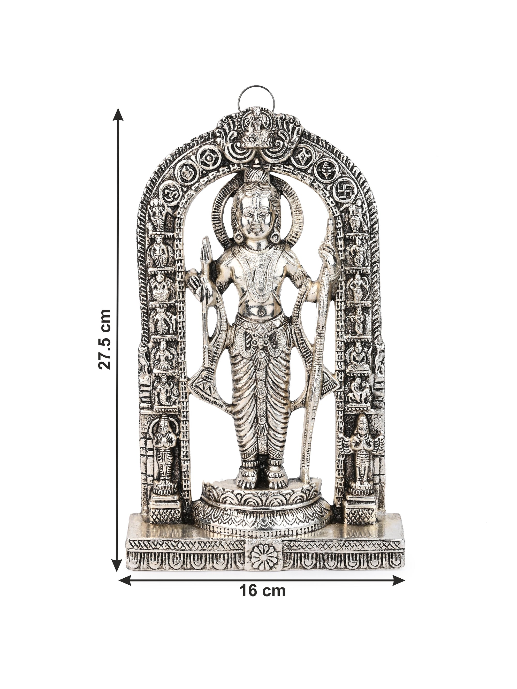 Metal Crafted Ayodhya Ram Lalla statue for table and wall decor  - Silver - 11 inches