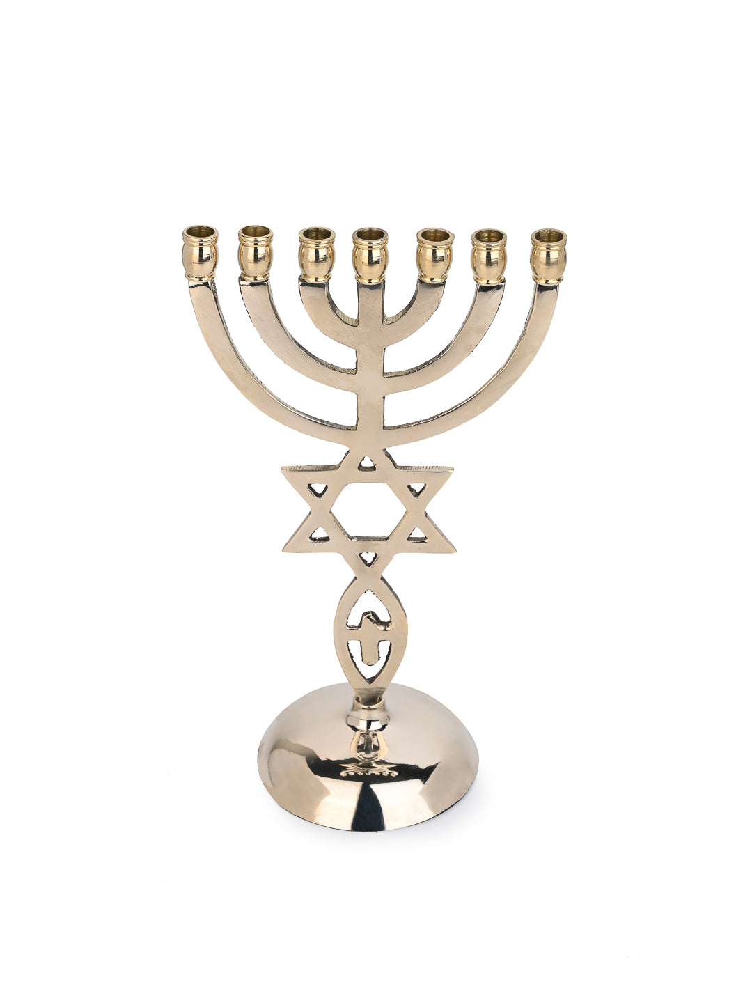 Brass crafted 7 branches Menorah candle holder - 8 inches