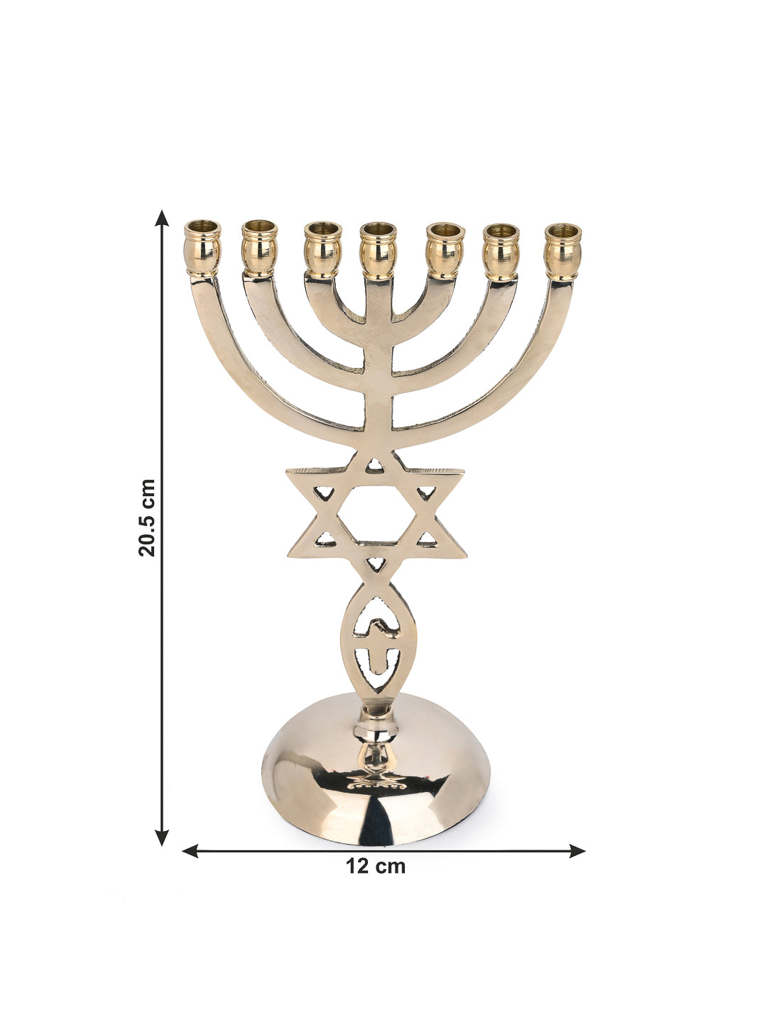 Brass crafted 7 branches Menorah candle holder - 8 inches