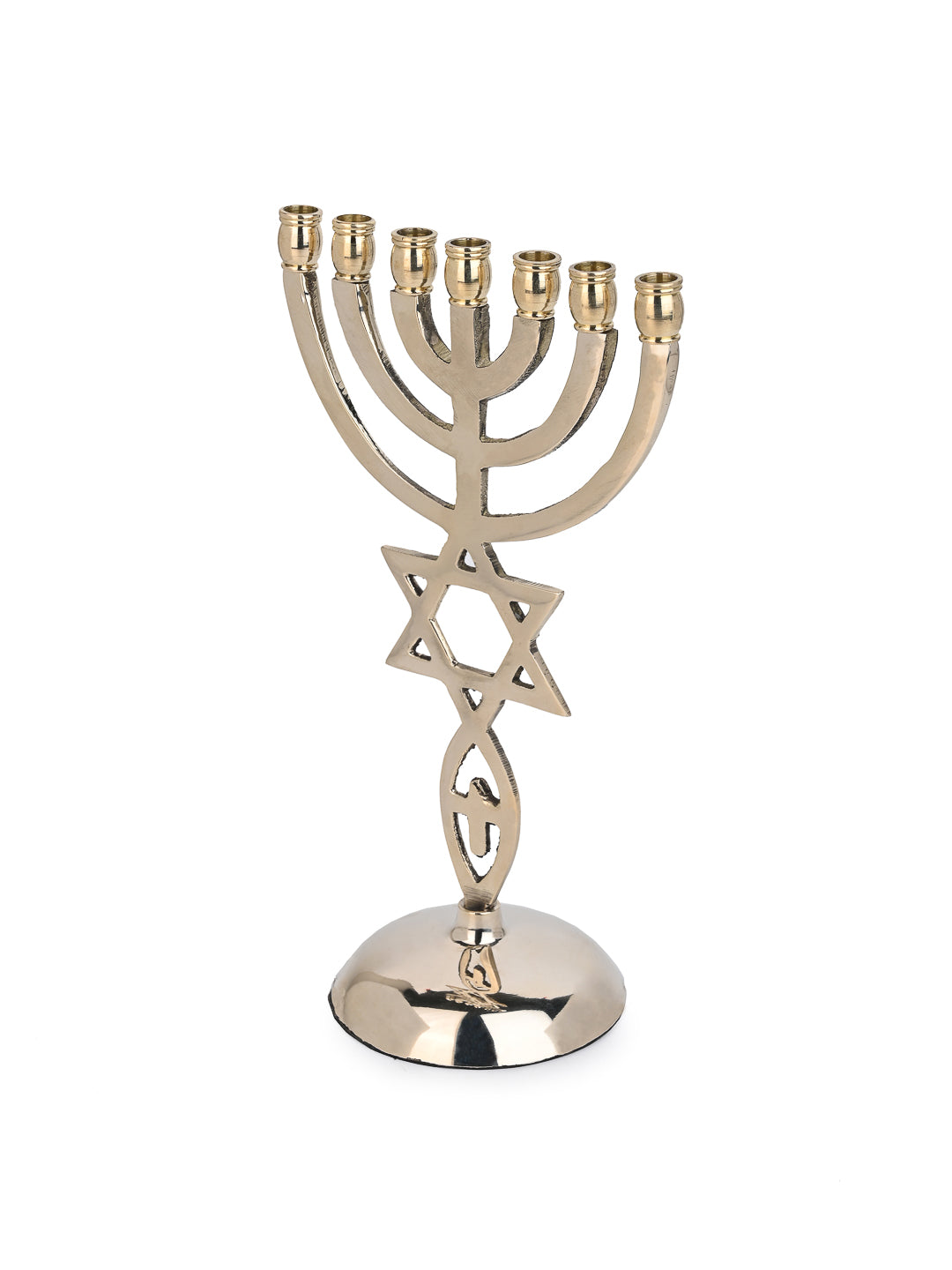 Brass crafted 7 branches Menorah candle holder - 8 inches