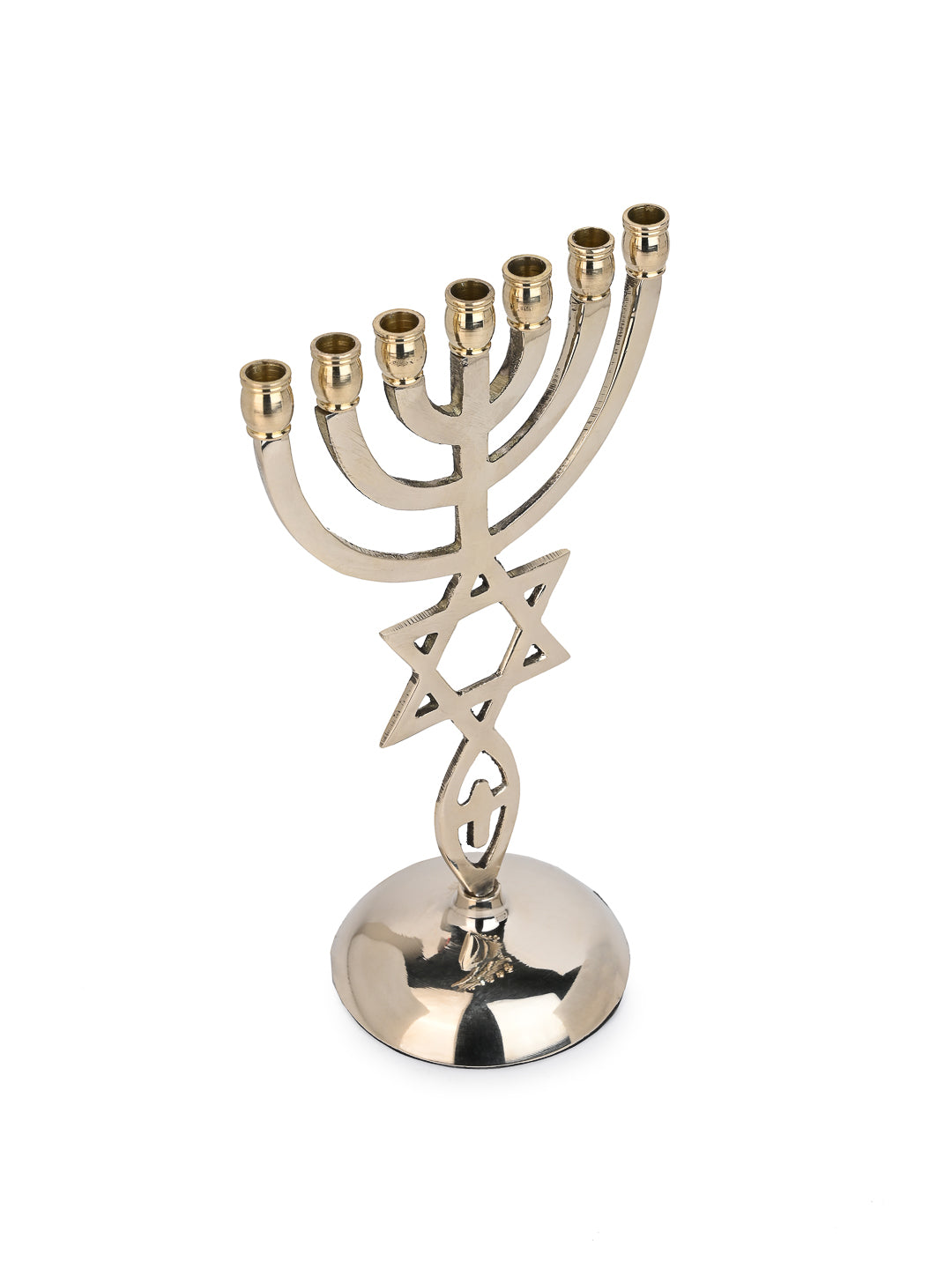 Brass crafted 7 branches Menorah candle holder - 8 inches