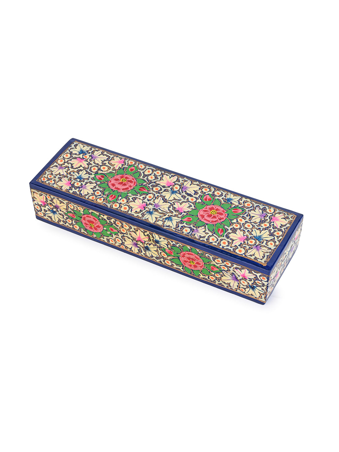 Assorted color paper mache sleek design pencil box / trinket box - 8 inches