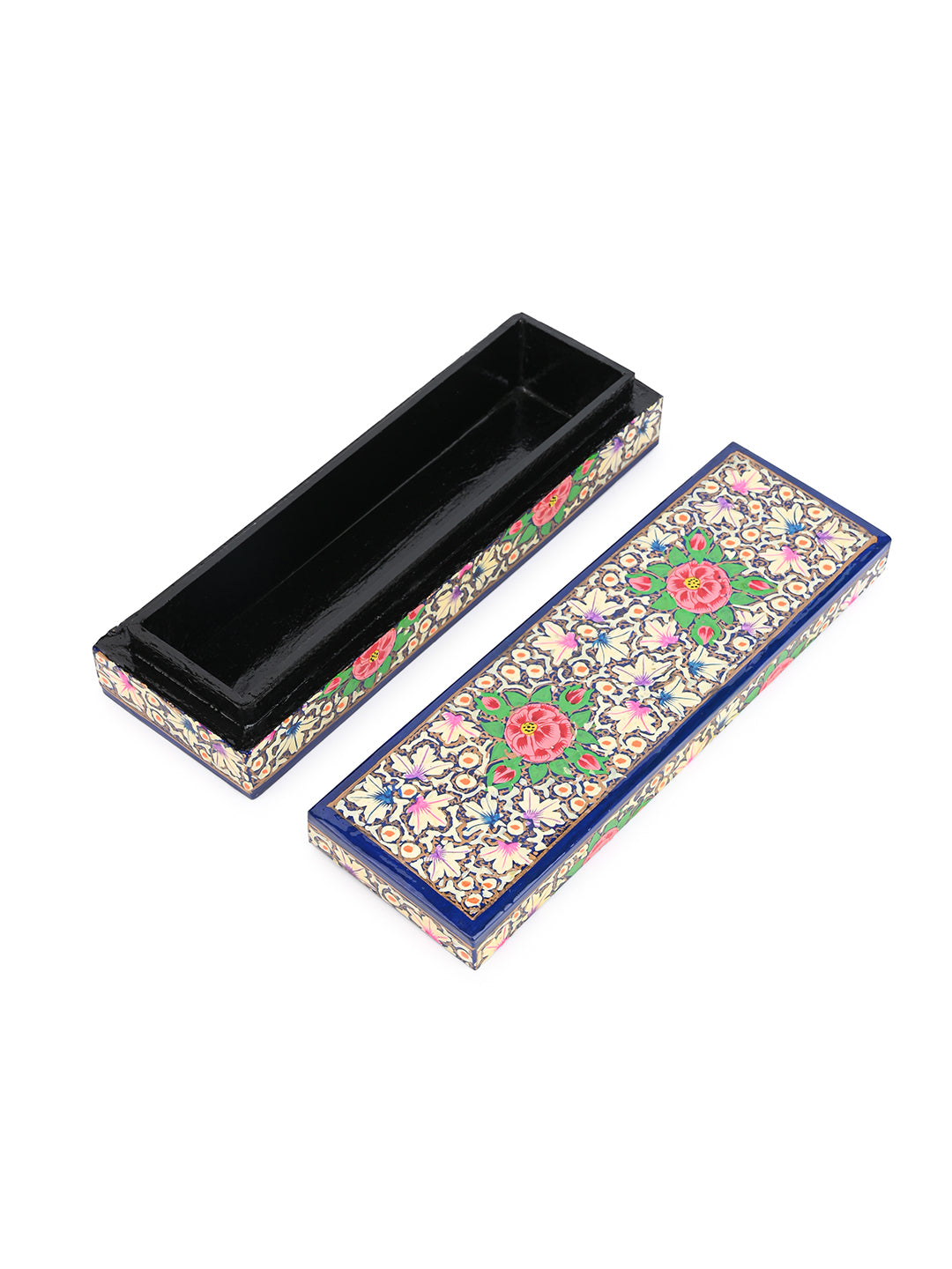 Assorted color paper mache sleek design pencil box / trinket box - 8 inches