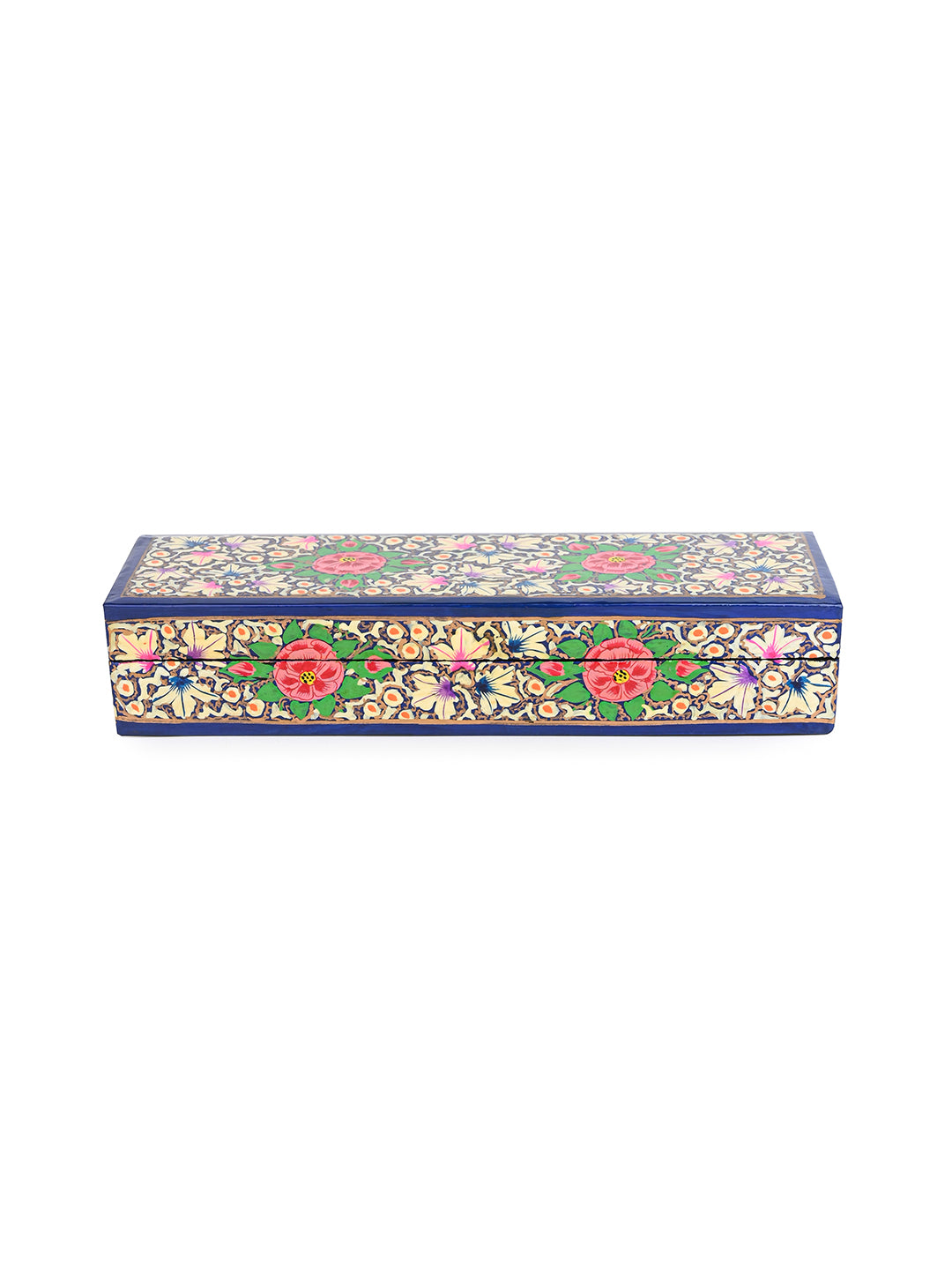 Assorted color paper mache sleek design pencil box / trinket box - 8 inches