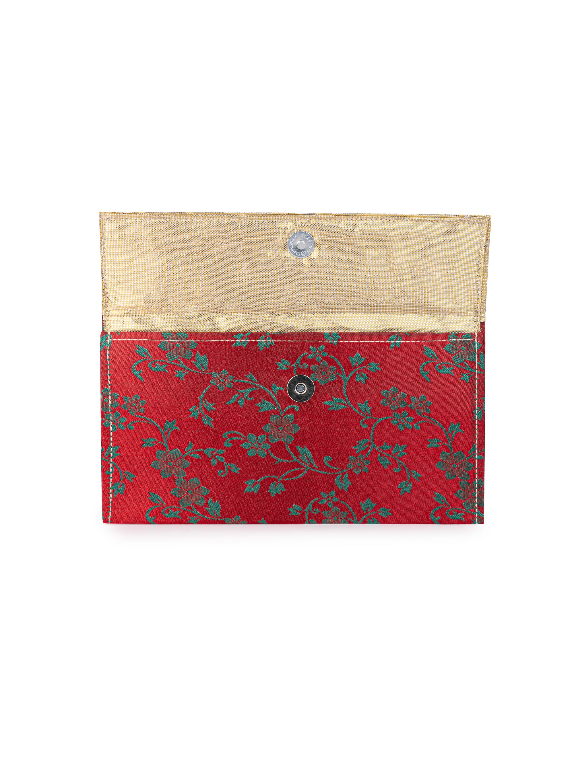 Handcrafted Set of 4 Color Banarasi Fabric Envelops - 8x4 inches