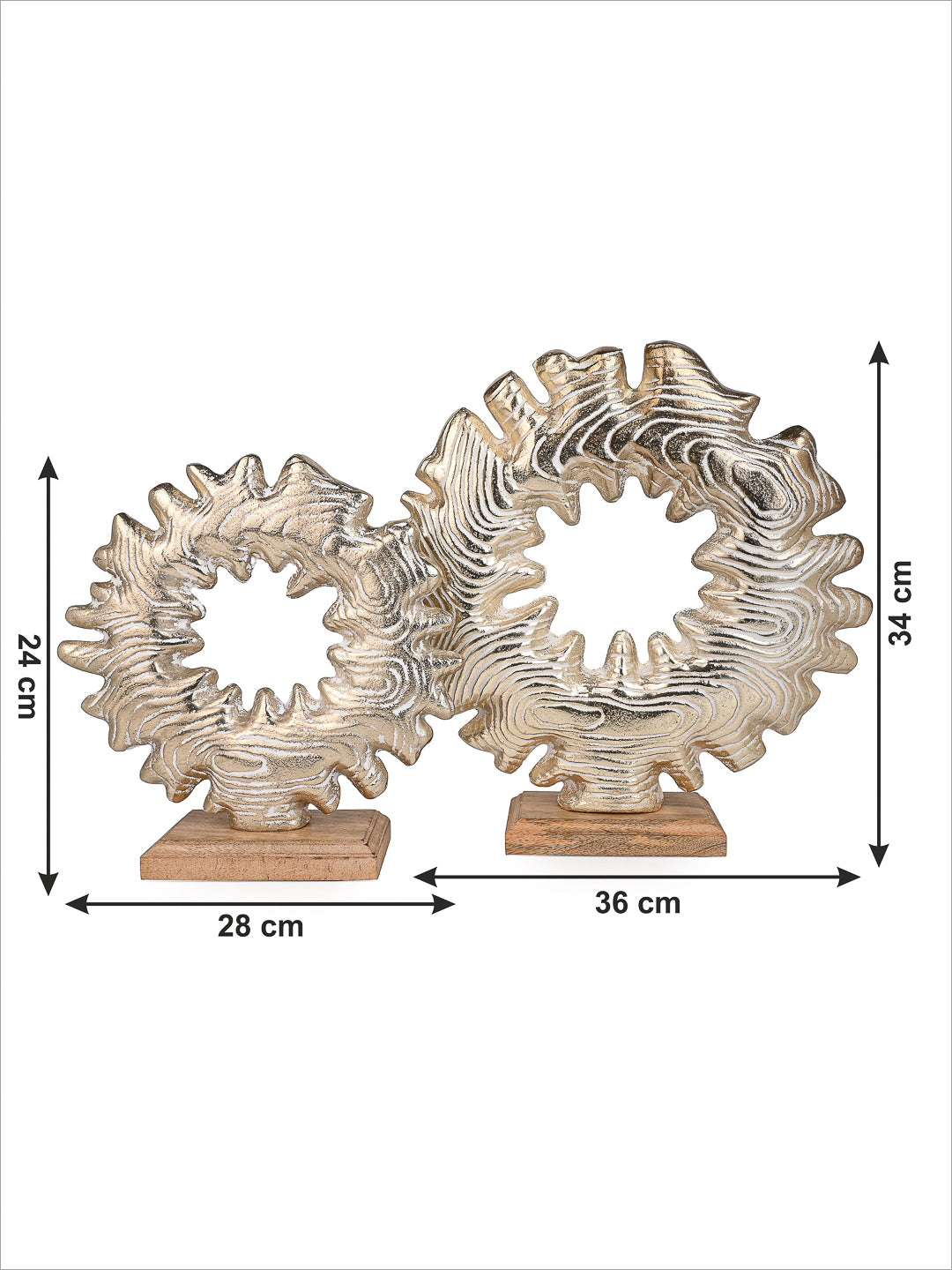 Metal crafted Set of 2 abstract design table decor - White and gold