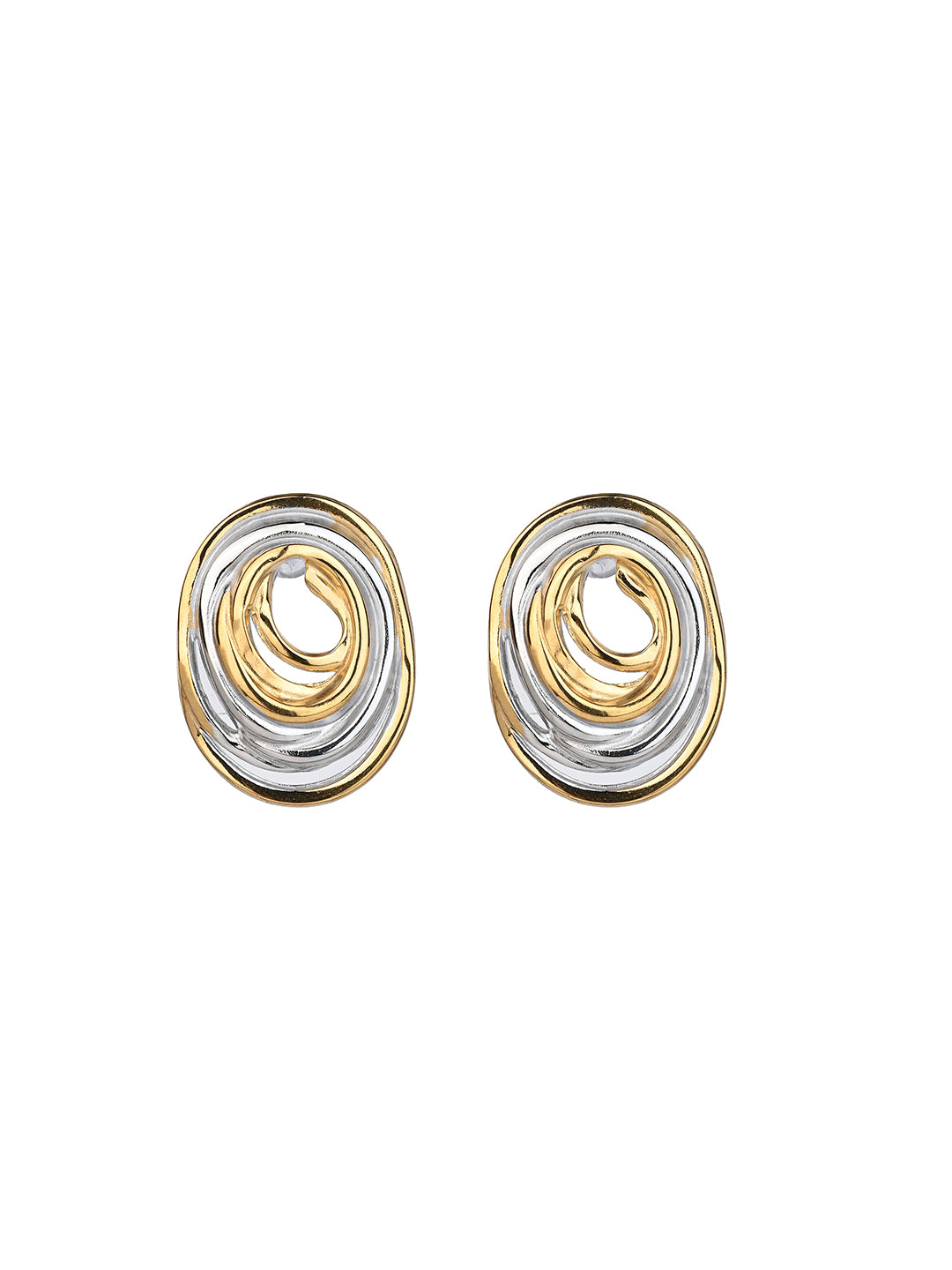MAURYANA - Titanium Steel 18k Gold Plated Circular Two Tone Earrings