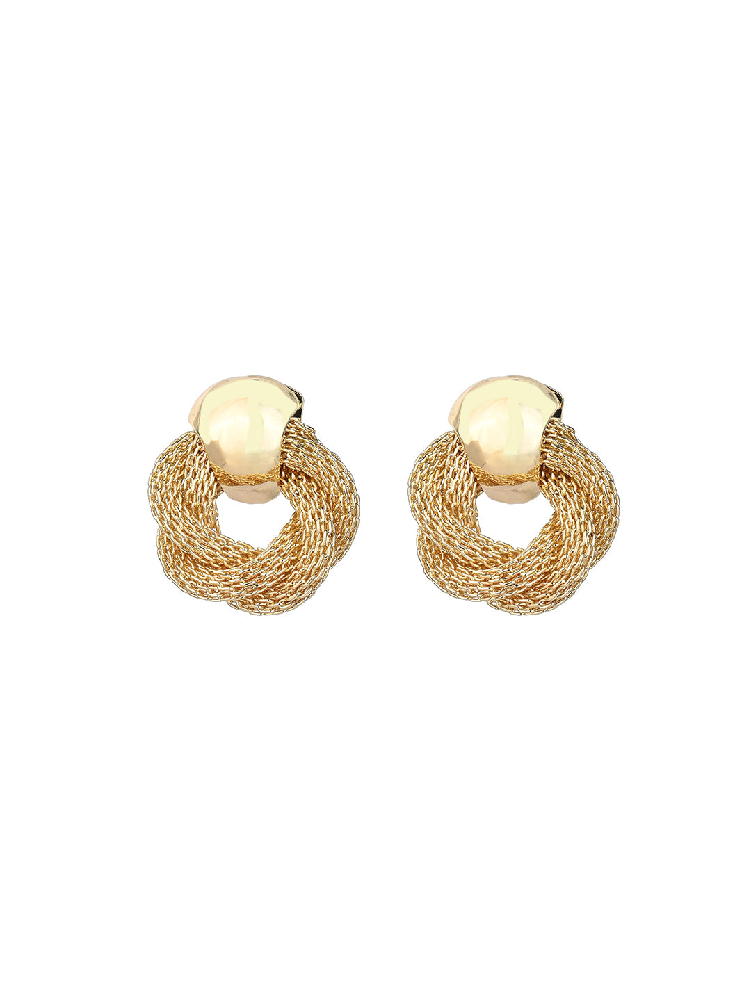 MAURYANA - Stainless Steel Gold and Silver Plated Chain Mesh Design Pair of Earstuds