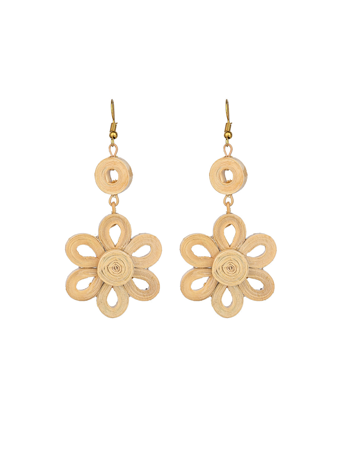 MAURYANA - Bamboo crafted hanging flower design earrings
