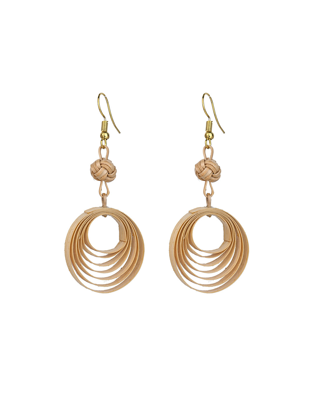 MAURYANA - Bamboo crafted multi circle design earrings pair, superlight