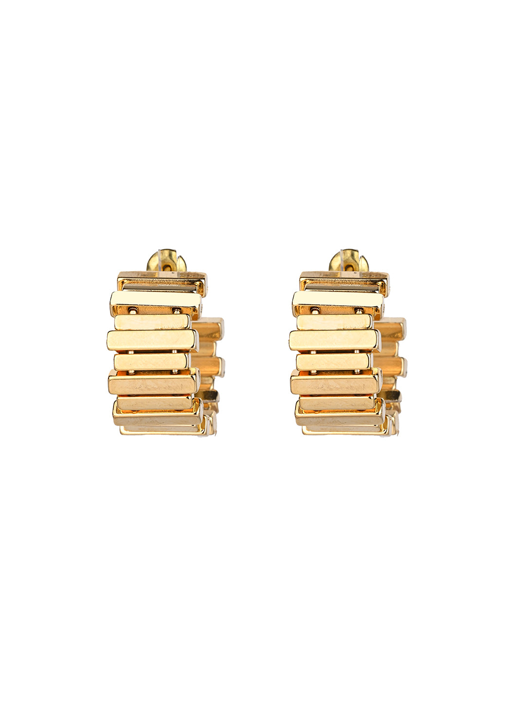 MAURYANA - Copper Gold Plated C Shaped Abstract Design Earrings