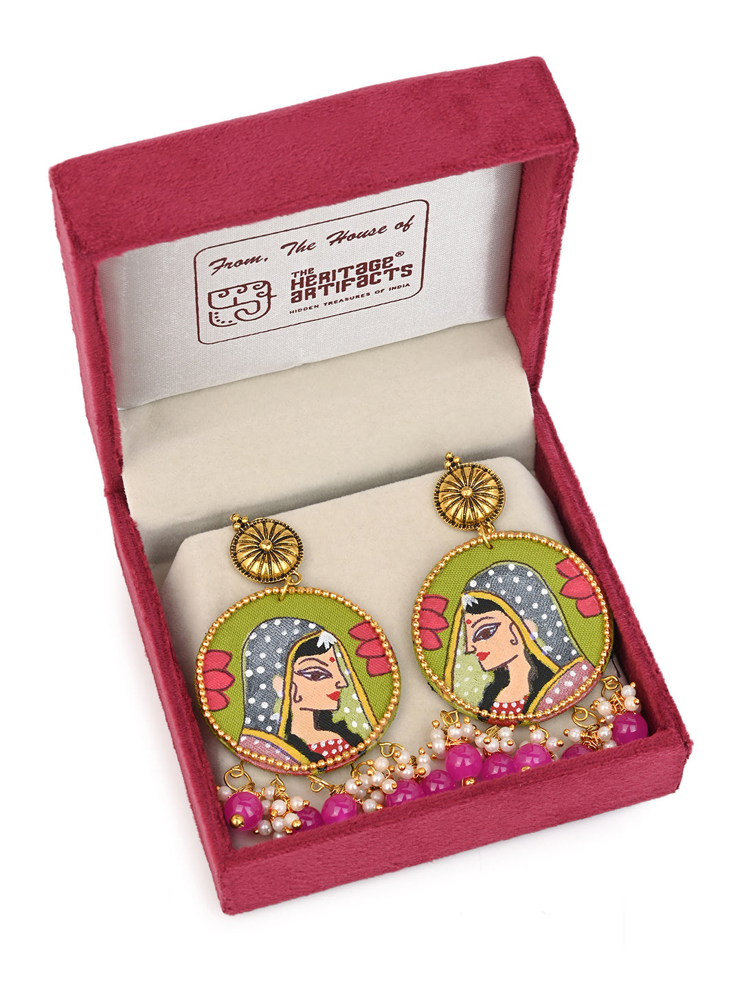 MAURYANA - Colorful fabric and beads crafted pair of earrings