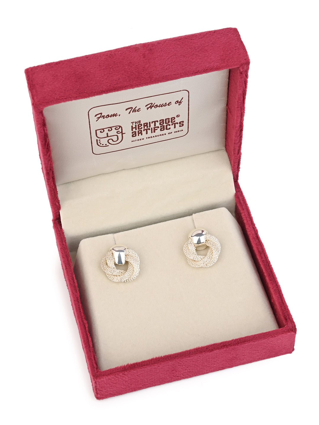 MAURYANA - Stainless Steel Gold and Silver Plated Chain Mesh Design Pair of Earstuds