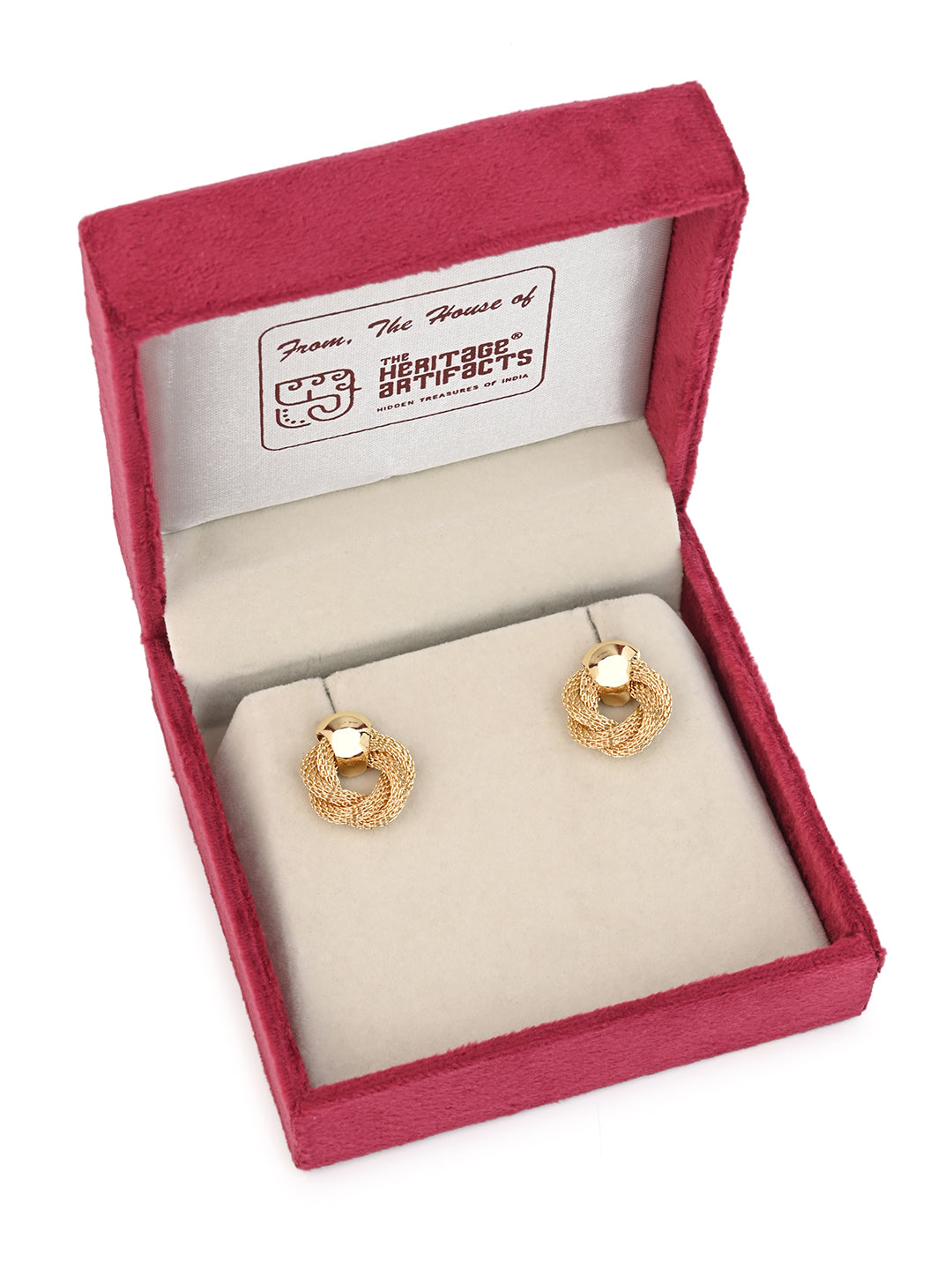 MAURYANA - Stainless Steel Gold and Silver Plated Chain Mesh Design Pair of Earstuds