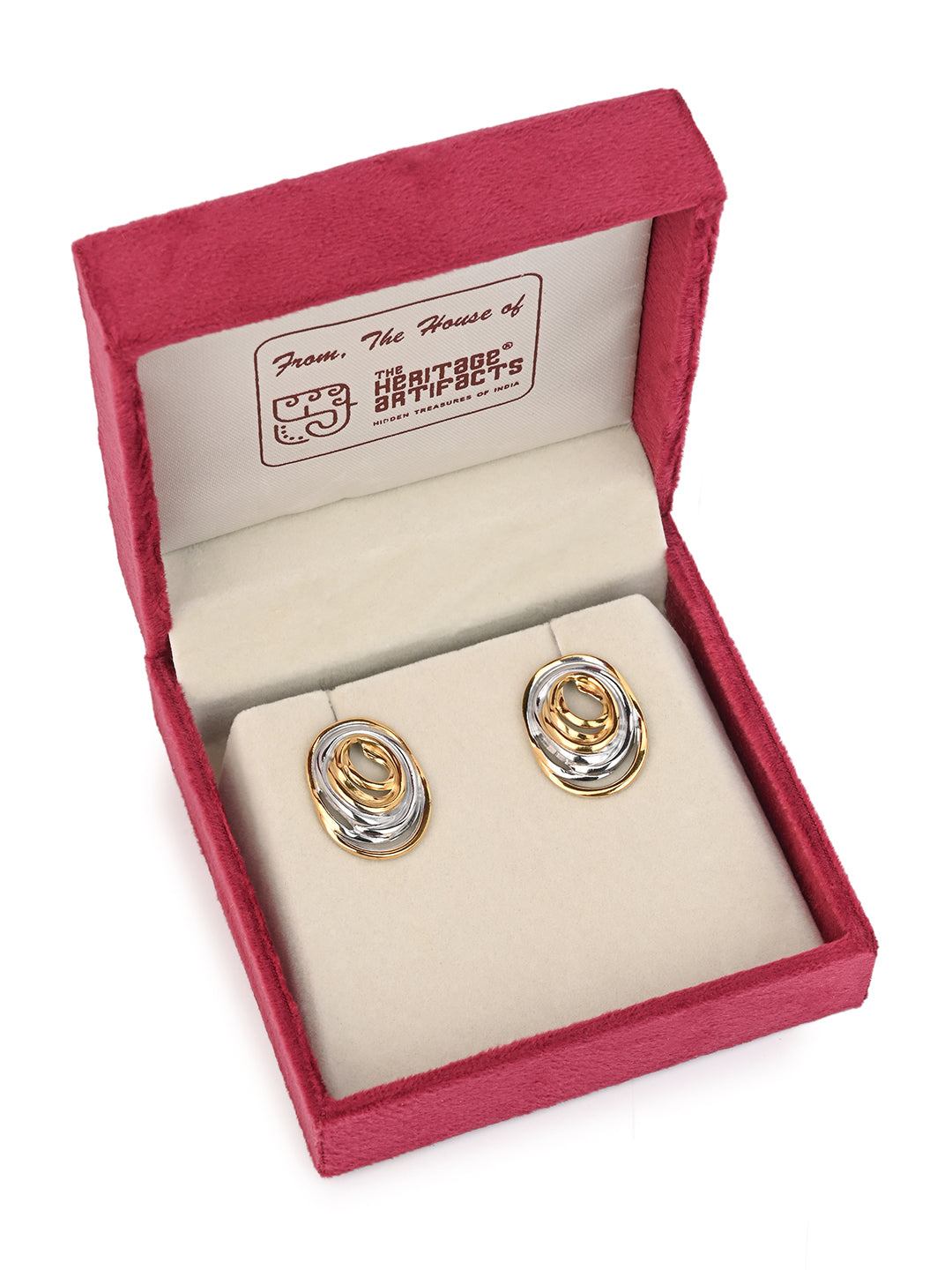 MAURYANA - Titanium Steel 18k Gold Plated Circular Two Tone Earrings