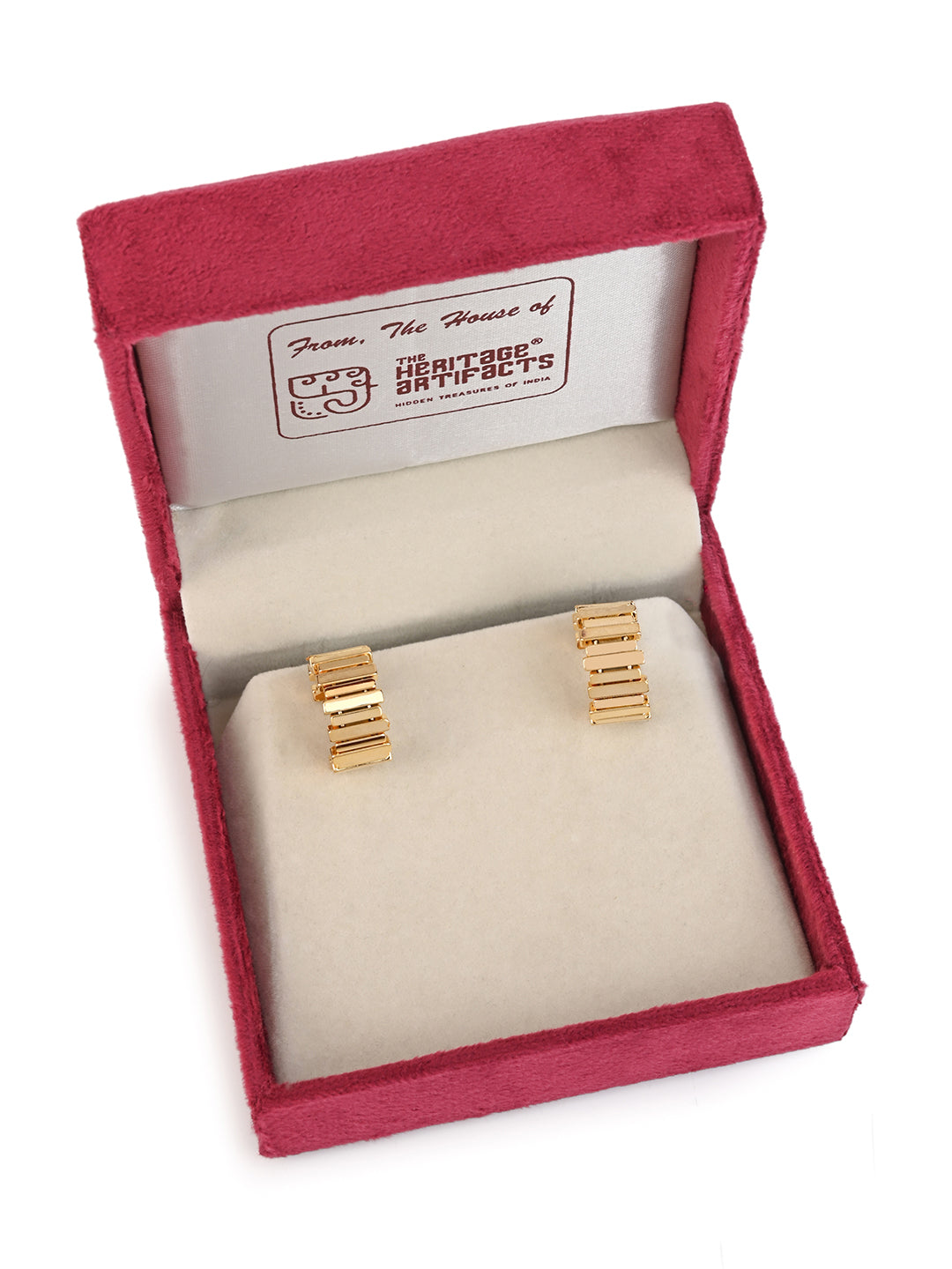 MAURYANA - Copper Gold Plated C Shaped Abstract Design Earrings