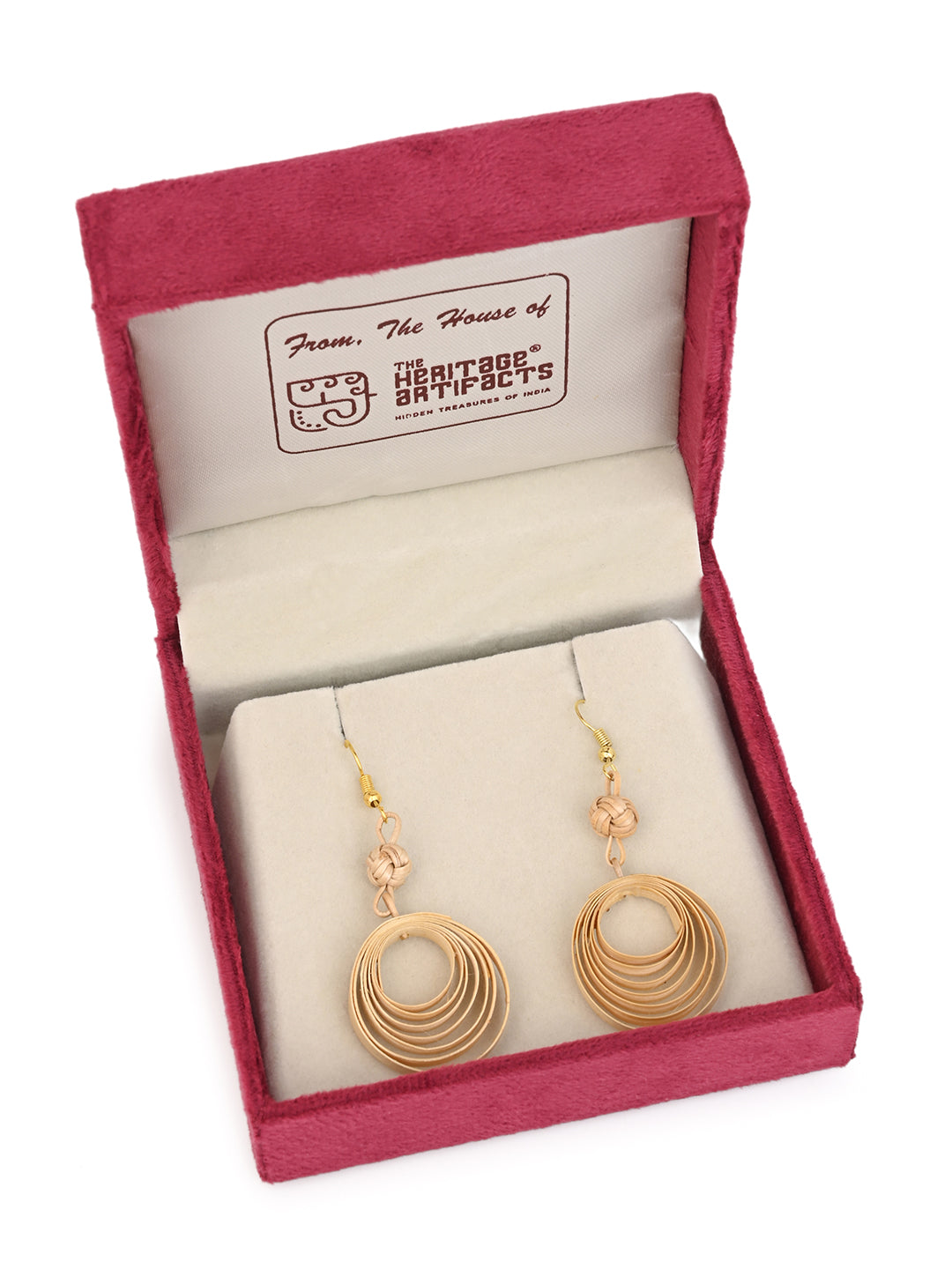 MAURYANA - Bamboo crafted multi circle design earrings pair, superlight